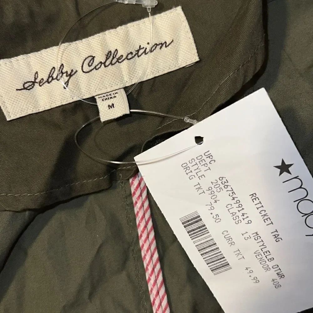 Sebby Juniors Olive Hooded Zippered Anorak Jacket Medium NWT - Picture 5 of 8
